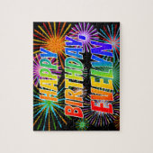 Voornaam "EVELYN", geun "HAPPY BIRTHDAY" Legpuzzel (Verticaal)