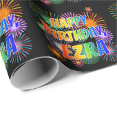 Voornaam "EZRA", vun "HAPPY BIRTHDAY" Cadeaupapier (Rol Hoek)