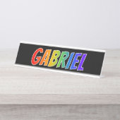 Voornaam "GABRIEL": Fun Rainbow-kleuren Bureau Naambordje (Voorkant)
