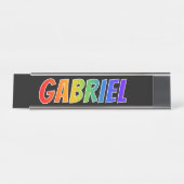 Voornaam "GABRIEL": Fun Rainbow-kleuren Bureau Naambordje (Voorkant)