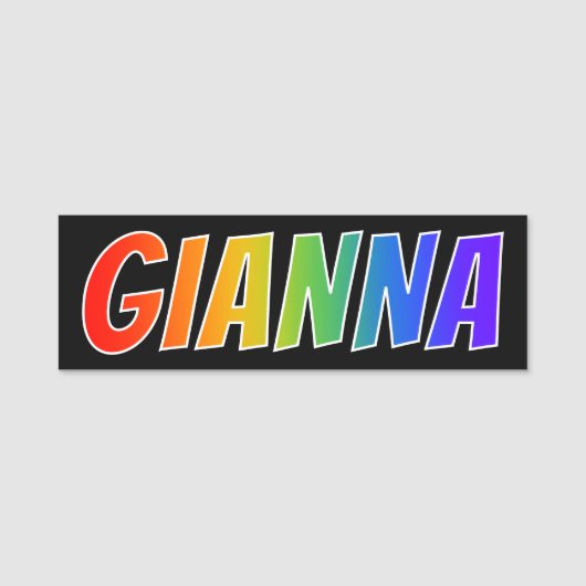 Voornaam "GIANNA": Fun Rainbow-kleuren Naamplaatje (Voorkant)