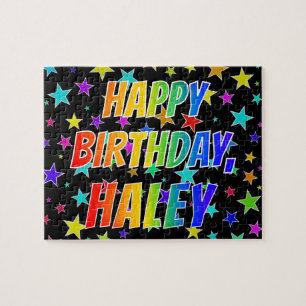 Voornaam "HALEY", Fun "HAPPY BIRTHDAY" Legpuzzel