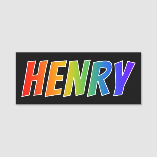 Voornaam "HENRY": Fun Rainbow-kleuren Naamplaatje (Voorkant)