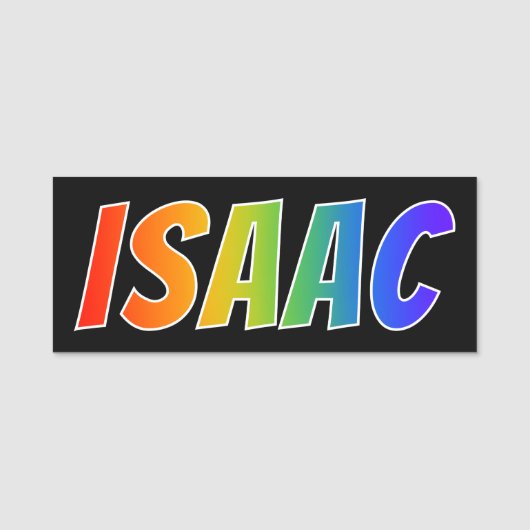 Voornaam "ISAAC": Fun Rainbow-kleuren Naamplaatje (Voorkant)