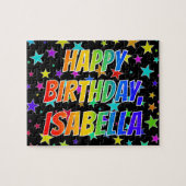 Voornaam "ISABELLA", geun "HAPPY BIRTHDAY" Legpuzzel (Horizontaal)