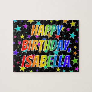 Voornaam "ISABELLA", geun "HAPPY BIRTHDAY" Legpuzzel