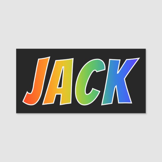 Voornaam "JACK": Fun Rainbow-kleuren Naamplaatje (Voorkant)