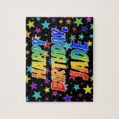 Voornaam: "JADE", Fun "HAPPY BIRTHDAY" Legpuzzel (Verticaal)