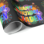 Voornaam "JADEN", geun "HAPPY BIRTHDAY" Cadeaupapier (Rol Hoek)