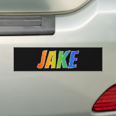 Voornaam "JAKE": Fun Rainbow Coloring Bumpersticker (Op auto)