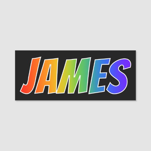 Voornaam "JAMES": Fun Rainbow Coloring Naamplaatje (Voorkant)