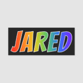 Voornaam "JARED": Fun Rainbow-kleuren Naamplaatje (Voorkant)