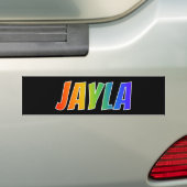 Voornaam "JAYLA": Fun Rainbow Coloring Bumpersticker (Op auto)