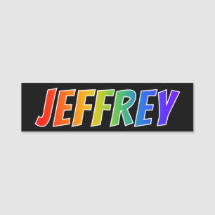 Voornaam "JEFFREY": Fun Rainbow-kleuren Naamplaatje