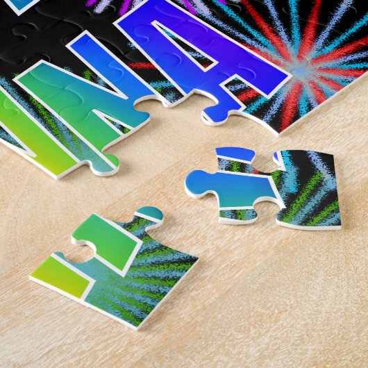 Voornaam "JENNA", geun "HAPPY BIRTHDAY" Legpuzzel (Zijkant)