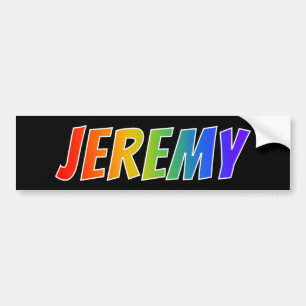 Voornaam "JEREMY": Fun Rainbow-kleuren Bumpersticker