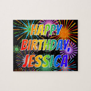 Voornaam "JESSICA", geun "HAPPY BIRTHDAY" Legpuzzel