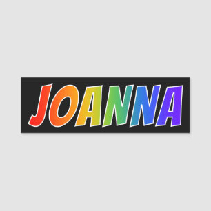 Voornaam "JOANNA": Fun Rainbow-kleuren Naamplaatje