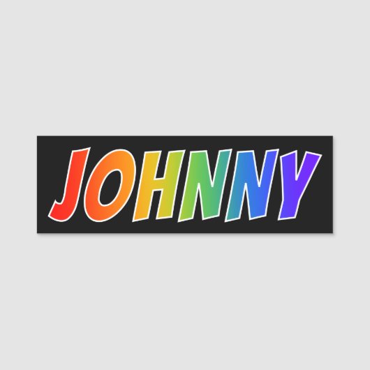 Voornaam "JOHNNY": Fun Rainbow-kleuren Naamplaatje (Voorkant)