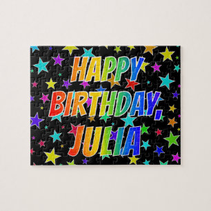 Voornaam "JULIA", geun "HAPPY BIRTHDAY" Legpuzzel