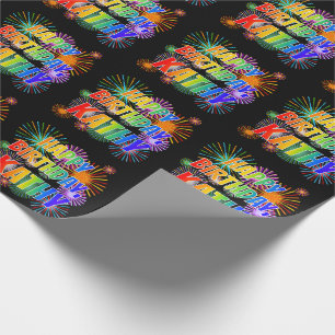 Voornaam "KATHY", Leuk "GEFELICITEERD MET JE VERJA Cadeaupapier