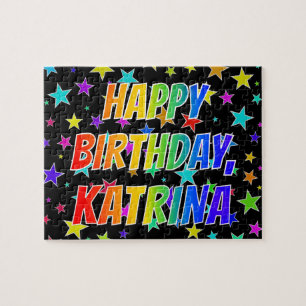 Voornaam "KATRINA", geun "HAPPY BIRTHDAY" Legpuzzel