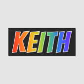Voornaam "KEITH": Fun Rainbow-kleuren Naamplaatje (Voorkant)