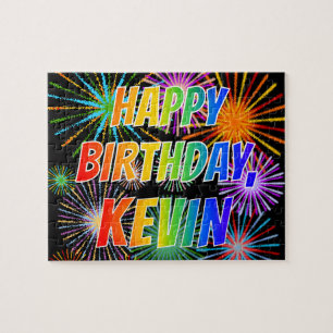 Voornaam "KEVIN", geun "HAPPY BIRTHDAY" Legpuzzel