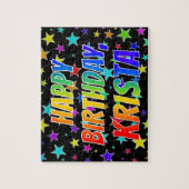 Voornaam "KRISTA", geun "HAPPY BIRTHDAY" Legpuzzel (Verticaal)