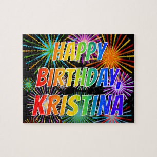 Voornaam "KRISTINA", geun "HAPPY BIRTHDAY" Legpuzzel