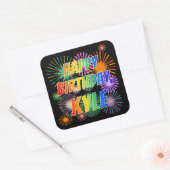 Voornaam "KYLE", geun "HAPPY BIRTHDAY" Vierkante Sticker (Envelop)