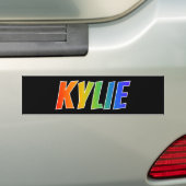 Voornaam "KYLIE": Fun Rainbow-kleuren Bumpersticker (Op auto)