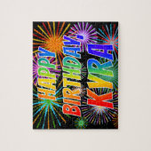 Voornaam "KYRA", vun "HAPPY BIRTHDAY" Legpuzzel (Verticaal)