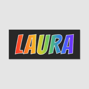 Voornaam "LAURA": Fun Rainbow-kleuren Naamplaatje