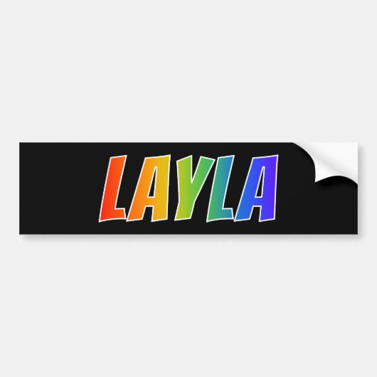 Voornaam "LAYLA": Fun Rainbow-kleuren Bumpersticker (Voorkant)