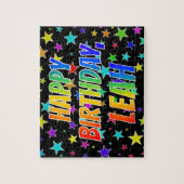 Voornaam "LEAH", geun "HAPPY BIRTHDAY" Legpuzzel (Verticaal)