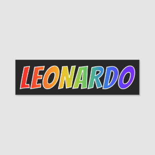 Voornaam "LEONARDO": Fun Rainbow-kleuren Naamplaatje