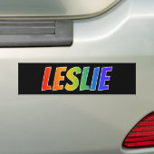 Voornaam "LESLIE": Fun Rainbow-kleuren Bumpersticker (Op auto)