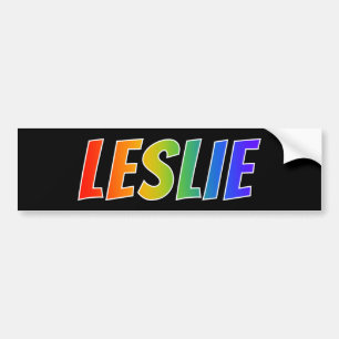 Voornaam "LESLIE": Leuke Regenboog Kleur Bumpersticker