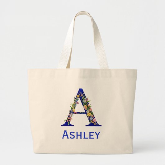 Voornaam Letter A gepersonaliseerd Grote Tote Bag (Voorkant)