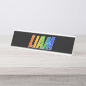 Voornaam "LIAM": Fun Rainbow-kleuren Bureau Naambordje (Voorkant)