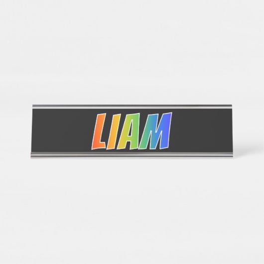 Voornaam "LIAM": Fun Rainbow-kleuren Bureau Naambordje (Voorkant)