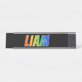 Voornaam "LIAM": Fun Rainbow-kleuren Bureau Naambordje (Voorkant)
