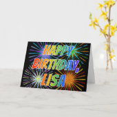 Voornaam "LISA" Fun "HAPPY BIRTHDAY" Kaart (Gele Bloem)