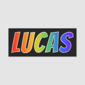 Voornaam "LUCAS": Fun Rainbow-kleuren Naamplaatje (Voorkant)