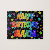 Voornaam "MARIA", geun "HAPPY BIRTHDAY" Legpuzzel (Horizontaal)