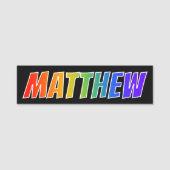 Voornaam "MATTHEW": vun regenboogkleuren Naamplaatje (Voorkant)