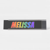 Voornaam "MELISSA": Fun Rainbow-kleuren Bureau Naambordje (Voorkant)