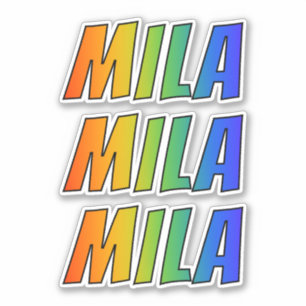 Voornaam "MILA" w / Fun Rainbow Coloring Sticker