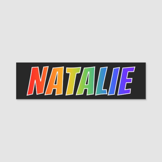 Voornaam "NATALIE": Fun Rainbow-kleuren Naamplaatje (Voorkant)